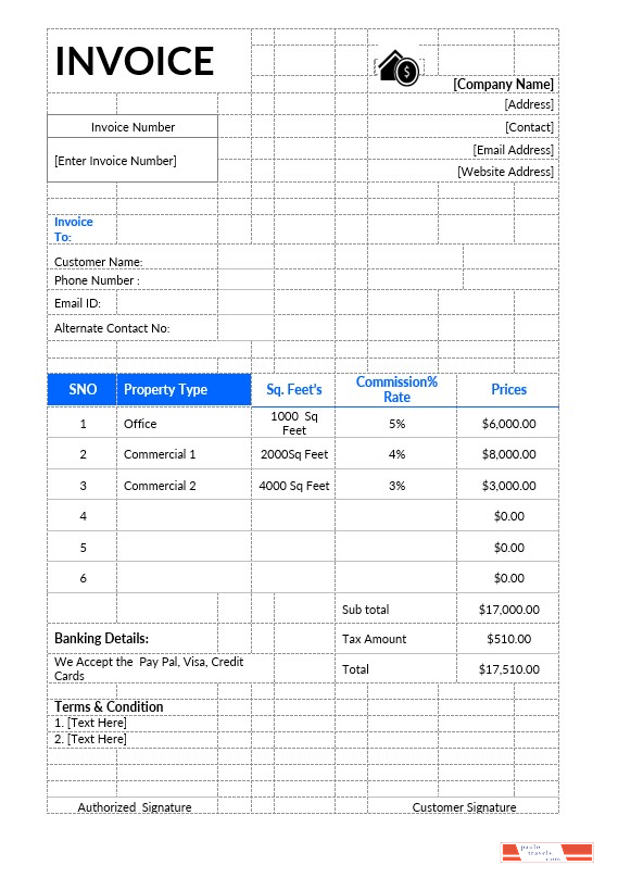 Commercial Real Estate Invoice Template PSD template